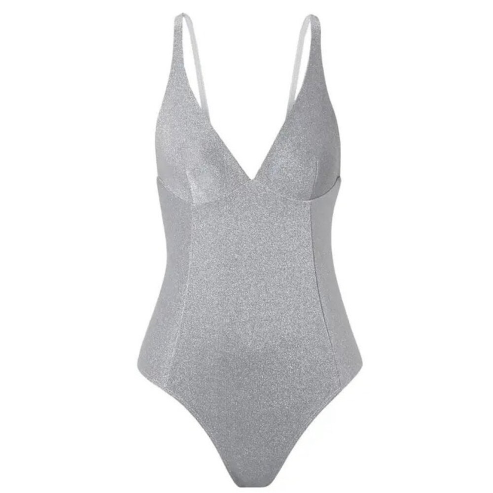 NWT Alix NYC Classon Silver Lame Bodysuit - Size Small
